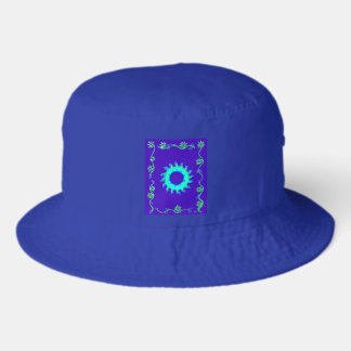 Beautiful Iridescent Blue Floral Art Oil Painting  Bucket Hat
