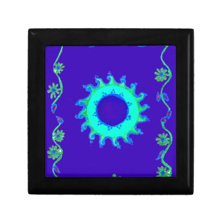 Beautiful Iridescent Blue Floral Art Oil Painting Keepsake Box