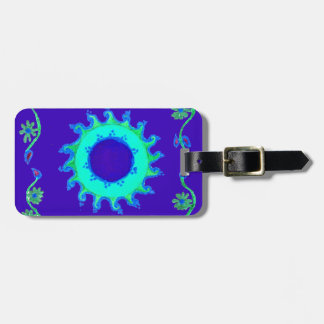Beautiful Iridescent Blue Floral Art Oil Painting Luggage Tag