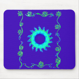 Beautiful Iridescent Blue Floral Art Oil Painting Mouse Pad