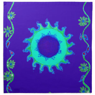 Beautiful Iridescent Blue Floral Art Oil Painting Napkin