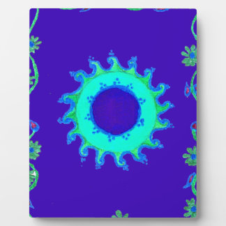 Beautiful Iridescent Blue Floral Art Oil Painting Plaque