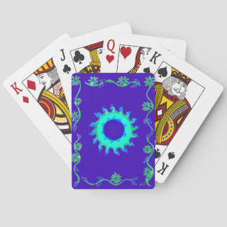 Beautiful Iridescent Blue Floral Art Oil Painting Poker Cards