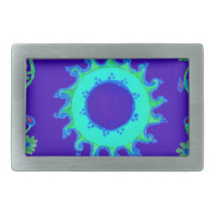 Beautiful Iridescent Blue Floral Art Oil Painting Rectangular Belt Buckle