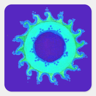 Beautiful Iridescent Blue Floral Art Oil Painting Square Sticker