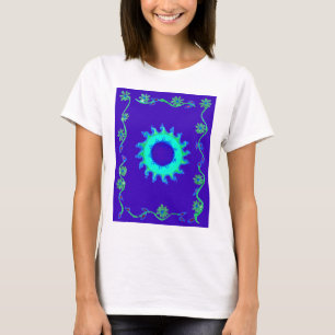 Beautiful Iridescent Blue Floral Art Oil Painting T-Shirt