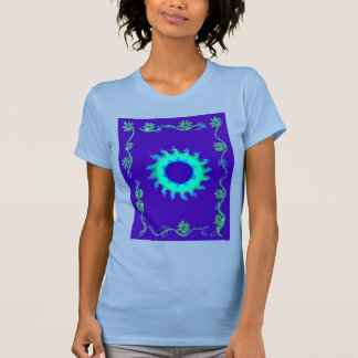 Beautiful Iridescent Blue Floral Art Oil Painting  T-Shirt