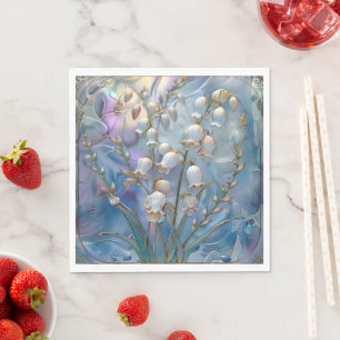 Beautiful Iridescent Lily of Valley Embossed Glass Napkins