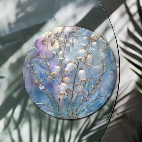 Beautiful Iridescent Lily of Valley Embossed Glass Paper Plates