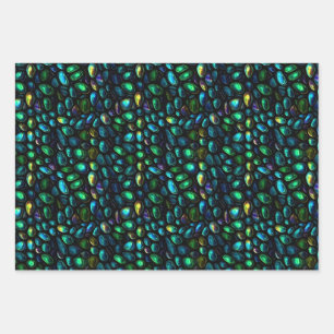 Beautiful Iridescent Pebbles Scales Ovals Pattern Wrapping Paper Sheets