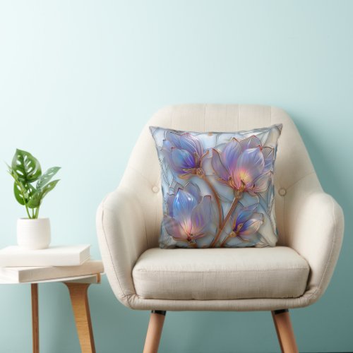 Beautiful Iridescent Sun Lit Floral Throw Pillow