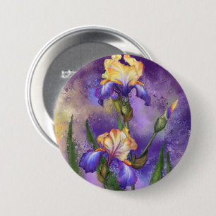 Beautiful Iris Flower - Art Painting Button