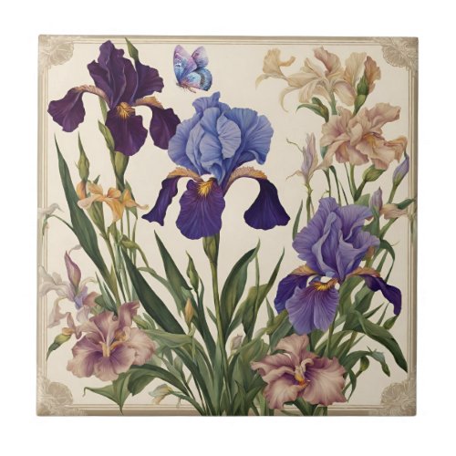 Beautiful Iris Flower Blooms  Ceramic Tile