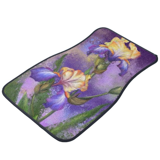 Beautiful Iris Flower Car Floor Mat Painting (Angled)