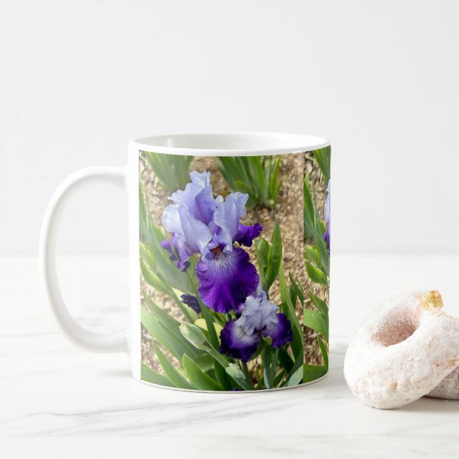 Beautiful Iris Flower Floral Mug (With Donut)