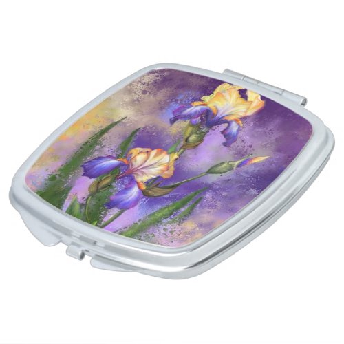 Beautiful Iris Flower _ Migned Art Painting Compact Mirror