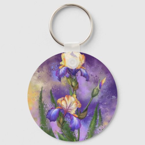 Beautiful Iris Flower _ Migned Art Painting Keychain