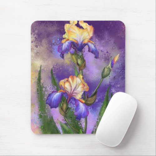 Beautiful Iris Flower _ Migned Art Painting Mouse Pad