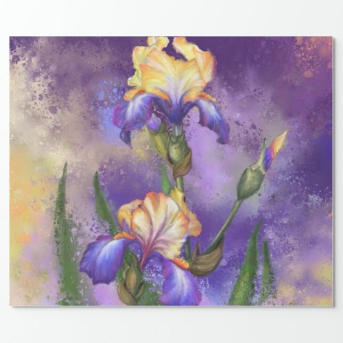 Beautiful Iris Flower _ Migned Art Painting Wrapping Paper