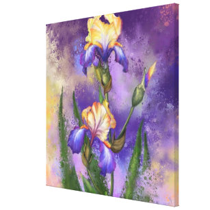 Beautiful Iris Flower - Migned Painting Art Canvas Print