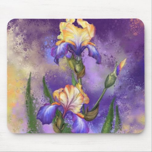 Beautiful Iris Flower _ Migned Painting Art Mouse Pad