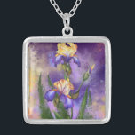 Beautiful Iris Flower - Migned Painting Art Silver Plated Necklace<br><div class="desc">Beautiful Iris Flower</div>
