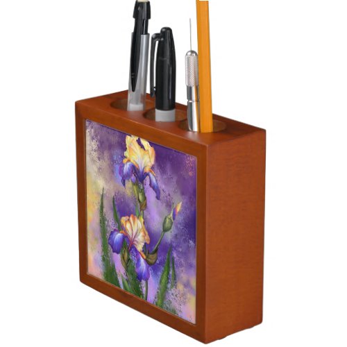Beautiful Iris Flowers Desk Organizer