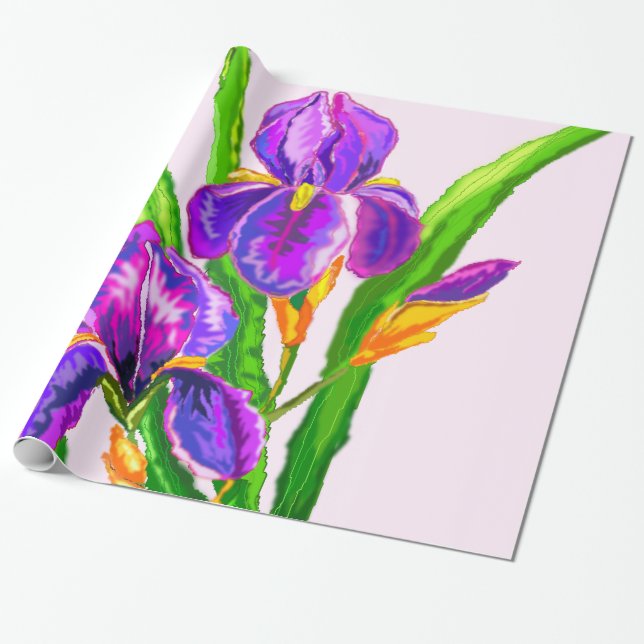 Beautiful Iris Flowers Wrapping Paper (Unrolled)