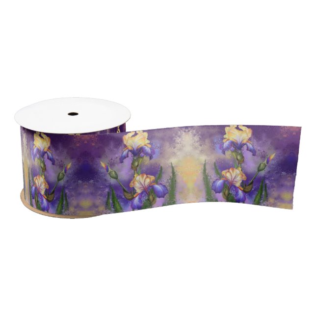 Beautiful Iris Ribbon Purple Irises Flower (Spool)
