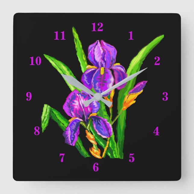 Beautiful Irises Clock (Front)