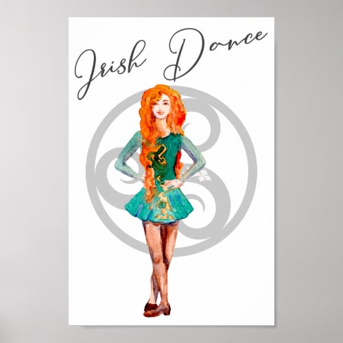 Beautiful Irish Dancer Hard Shoe Celtic Knot Dance Poster