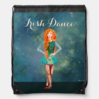 Beautiful Irish Dancer Hard Shoe Dance Drawstring Bag