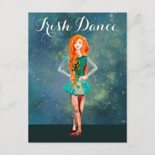 Beautiful Irish Dancer Hard Shoe Dance  Postcard