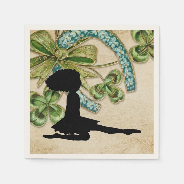 Beautiful Irish Dancer, Shamrock and Horseshoe Napkins (Front)