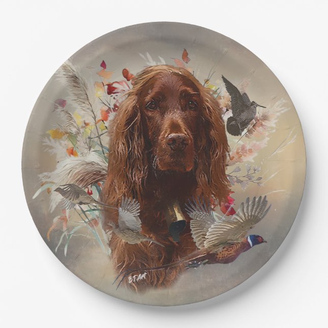 Beautiful Irish Red Setter Paper Plates (Front)