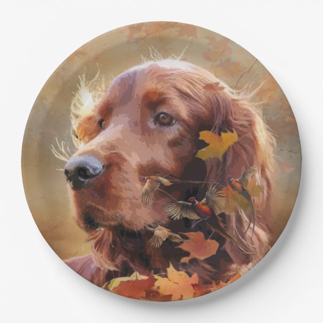 Beautiful Irish Red Setter Paper Plates (Front)