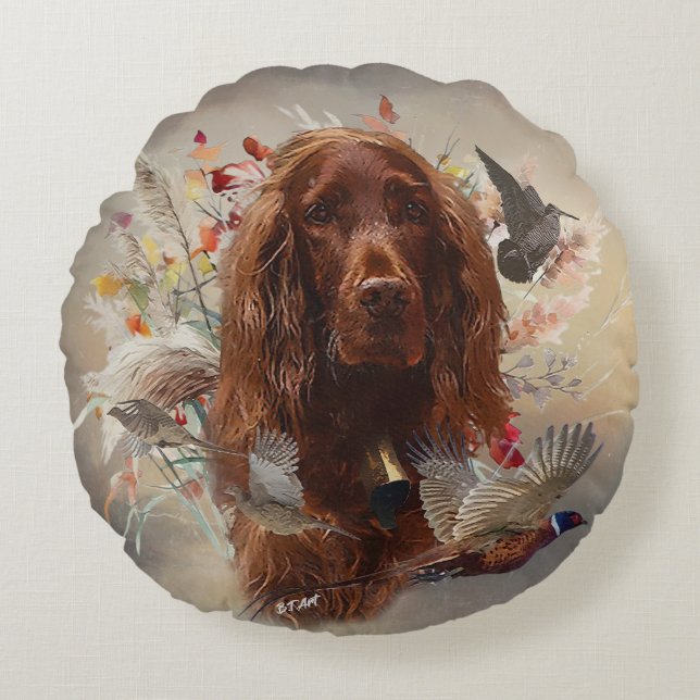 Beautiful Irish Red Setter Round Pillow (Front)