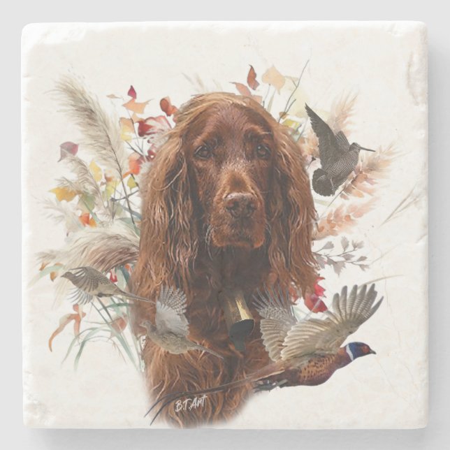 Beautiful Irish Red Setter Stone Coaster (Front)