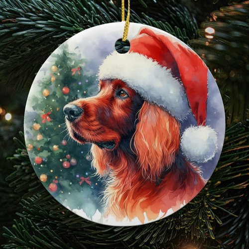 Beautiful Irish Setter Dog Christmas Ceramic Ornament