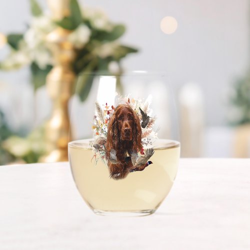 Beautiful Irish  Setters  Art  Stemless Wine Glass