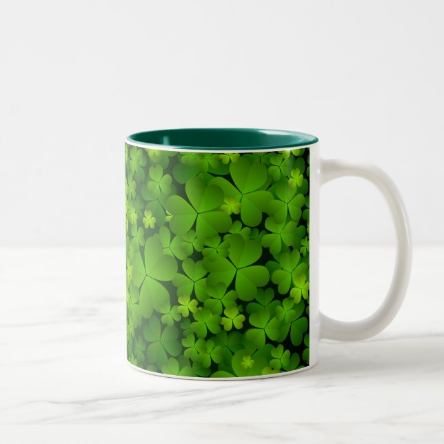 Beautiful Irish Shamrocks Two-Tone Coffee Mug (Right)