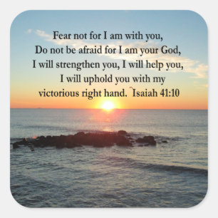 BEAUTIFUL ISAIAH 41:10 SUNRISE SQUARE STICKER