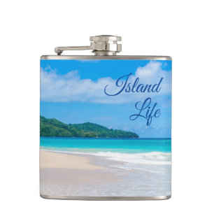 Beautiful Island Life Tropical Beach Photo Flask