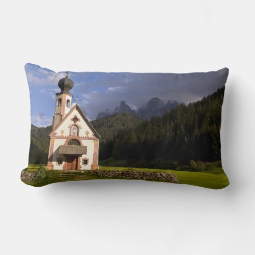 Beautiful isolated lonely church called Rainui Lumbar Pillow