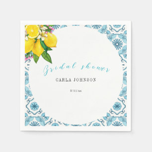 Beautiful Italian tile and lime bridal shower  Napkins