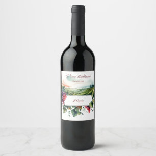 Beautiful Italian Vineyard Grape Vine Wine Label