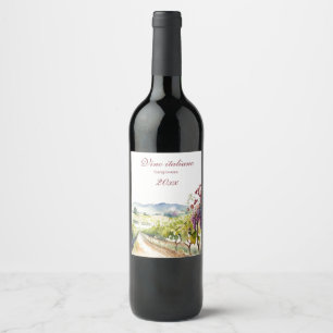 Beautiful Italian Vineyard Grape Vine Wine Label