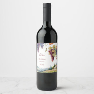 Beautiful Italian Vineyard Grape Vine   Wine Label
