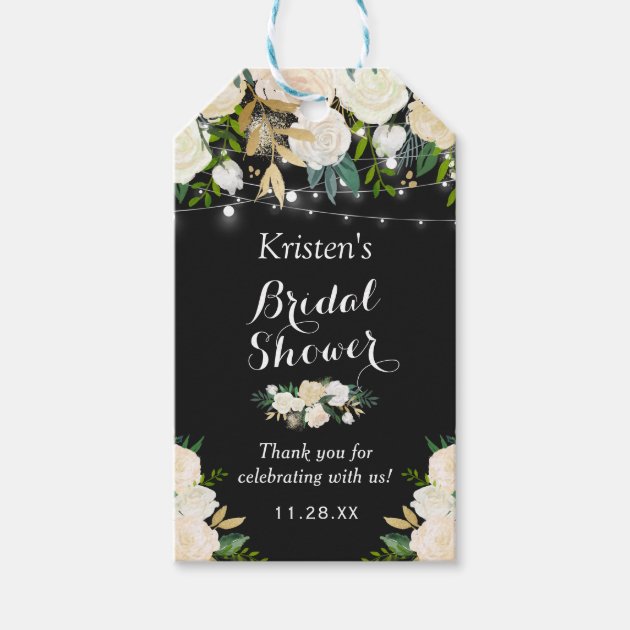 Beautiful Ivory White Floral Bridal Shower Favor Gift Tags