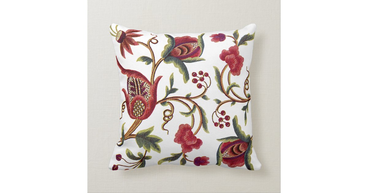 Beautiful Jacobean Embroidery Pillow